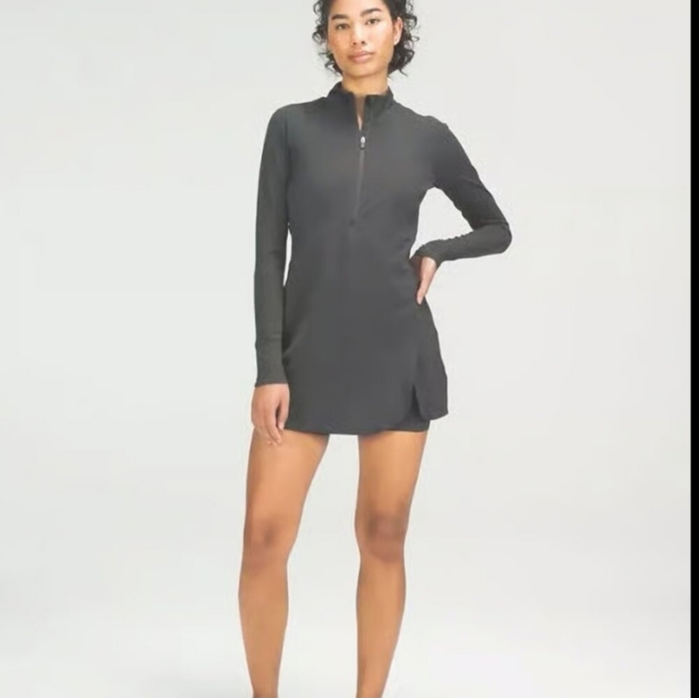 Lululemon NWT Nulux Long Sleeve Tennis Dress Dark Grey Black Size 14 Large L XL